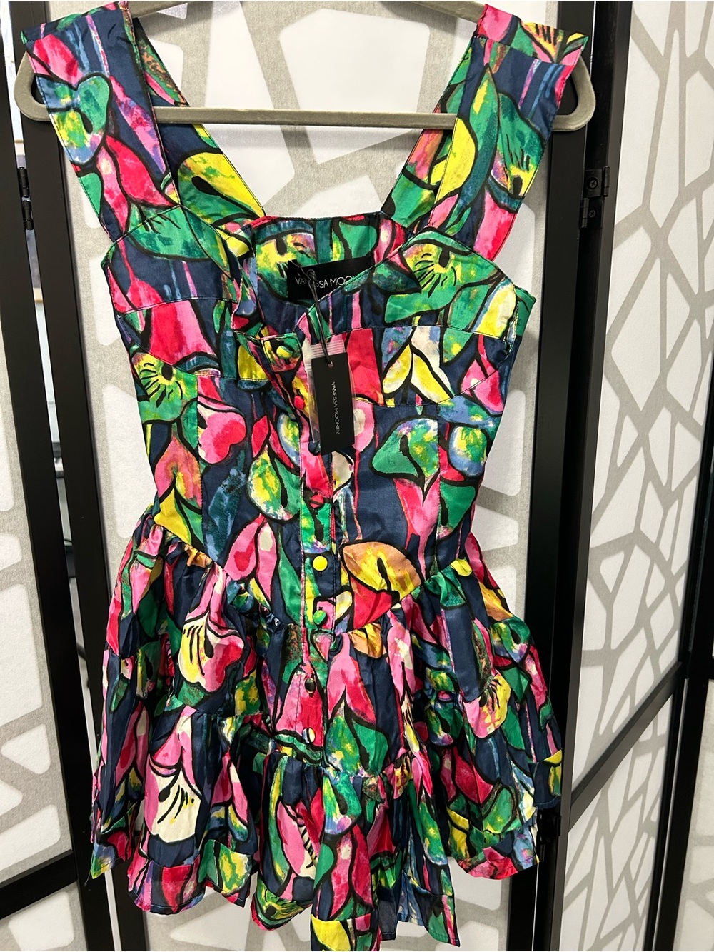 Vanessa Mooney Navy Multicolor Floral Tiered Sundress